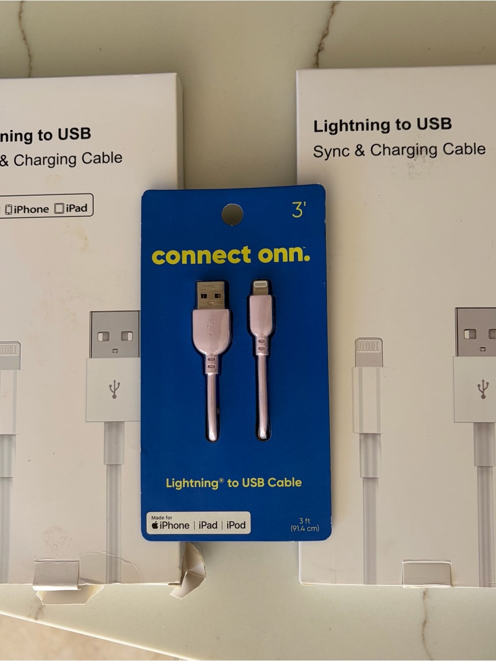 4 Extra long charging cables and  3' Lightning to USB Cable - Rose Gold